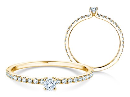 Verlobungsring Classic 4 Pavé in 9K Gelbgold mit Diamanten 0,35ct G/SI
