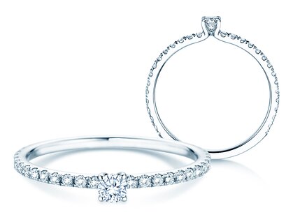 Verlobungsring Classic 4 Pavé in Platin 950/- mit Diamanten 0,35ct G/SI