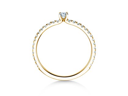 Verlobungsring Classic 4 Pavé in 18K Gelbgold mit Diamanten 0,35ct G/SI