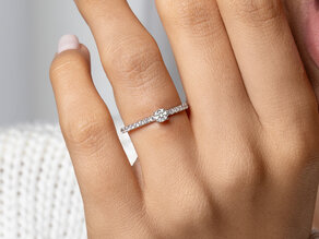 Verlobungsring Classic 4 Pavé in 14K Weißgold mit Diamanten 0,46ct G/SI