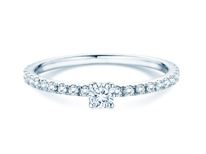 Verlobungsring Classic 4 Pavé in 14K Weißgold mit Diamanten 0,51ct G/SI