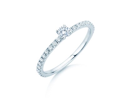 Verlobungsring Classic 4 Pavé in 14K Weißgold mit Diamanten 0,51ct G/SI