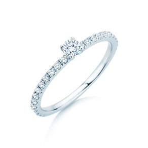 Verlobungsring Classic 4 Pavé in 14K Weißgold mit Diamanten 0,51ct G/SI