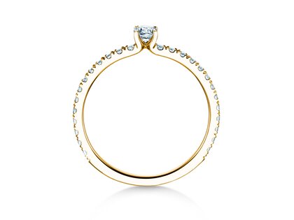 Verlobungsring Classic 4 Pavé in 14K Gelbgold mit Diamanten 0,51ct G/SI