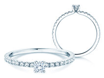 Verlobungsring Classic 4 Pavé in 14K Weißgold mit Diamanten 0,51ct G/SI