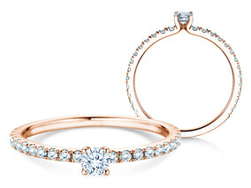 Verlobungsring Classic 4 Pavé in 14K Roségold mit Diamanten 0,51ct G/SI