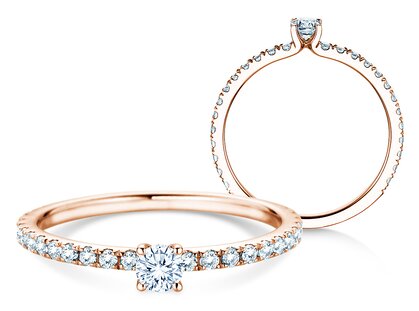 Verlobungsring Classic 4 Pavé in 14K Roségold mit Diamanten 0,46ct G/SI