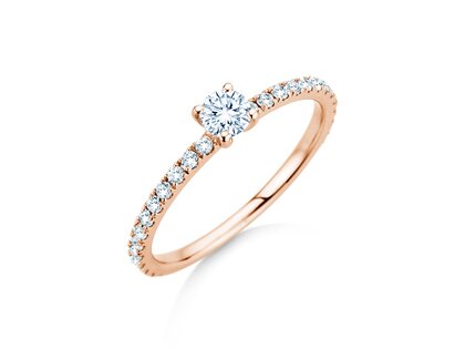Verlobungsring Classic 4 Pavé in 18K Roségold mit Labordiamanten 0,56ct E/VS