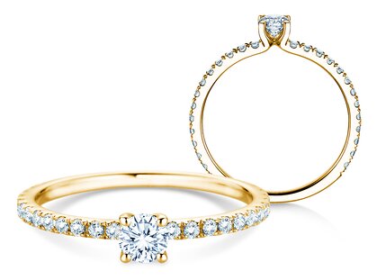 Verlobungsring Classic 4 Pavé in 9K Gelbgold mit Labordiamanten 0,56ct E/VS