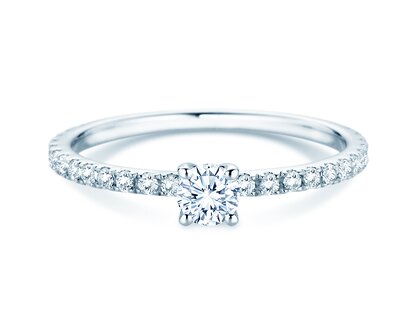 Verlobungsring Classic 4 Pavé in 14K Weißgold mit Diamanten 0,56ct G/SI