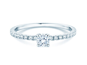 Verlobungsring Classic 4 Pavé in 14K Weißgold mit Diamanten 0,56ct G/SI