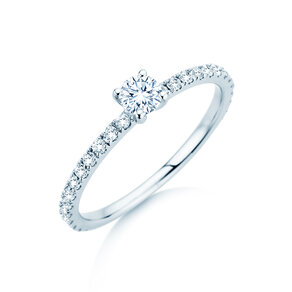 Verlobungsring Classic 4 Pavé in 14K Weißgold mit Diamanten 0,56ct G/SI