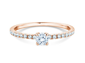 Verlobungsring Classic 4 Pavé in 18K Roségold mit Labordiamanten 0,56ct E/VS