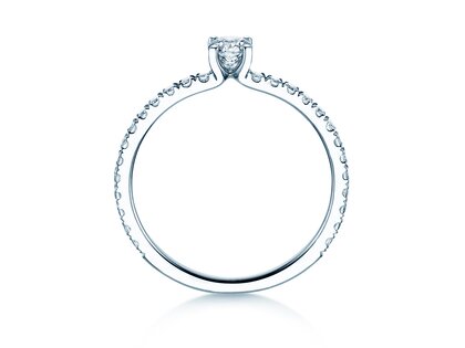 Verlobungsring Classic 4 Pavé in 14K Weißgold mit Diamanten 0,56ct G/SI