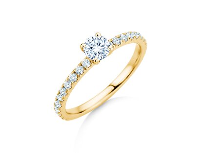 Verlobungsring Classic 4 Pavé in 14K Gelbgold mit Diamanten 0,77ct G/SI