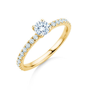 Verlobungsring Classic 4 Pavé in 14K Gelbgold mit Diamanten 0,77ct G/SI