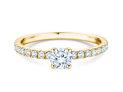 Verlobungsring Classic 4 Pavé in 14K Gelbgold mit Diamanten 0,77ct G/SI