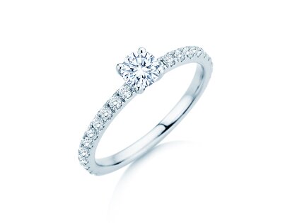Verlobungsring Classic 4 Pavé in 14K Weißgold mit Diamanten 0,77ct G/SI