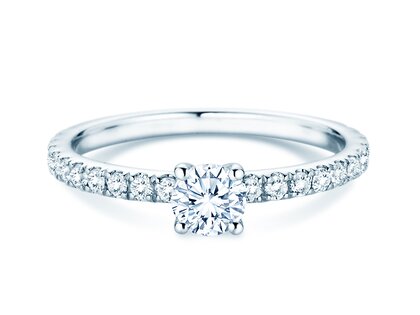 Verlobungsring Classic 4 Pavé in 14K Weißgold mit Diamanten 0,77ct G/SI