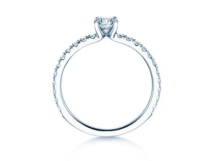 Verlobungsring Classic 4 Pavé in 14K Weißgold mit Diamanten 0,77ct G/SI