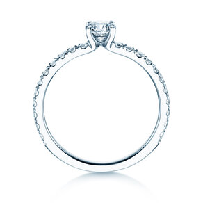 Verlobungsring Classic 4 Pavé in 14K Weißgold mit Diamanten 0,77ct G/SI