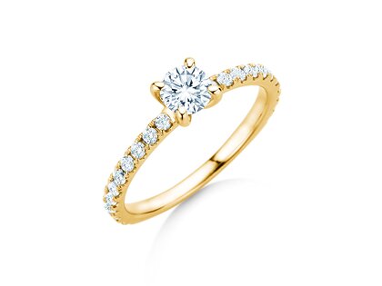 Verlobungsring Classic 4 Pavé in 18K Gelbgold mit Labordiamanten 0,87ct E/VS