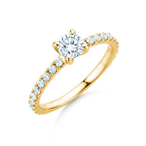 Verlobungsring Classic 4 Pavé in 18K Gelbgold mit Labordiamanten 0,87ct E/VS