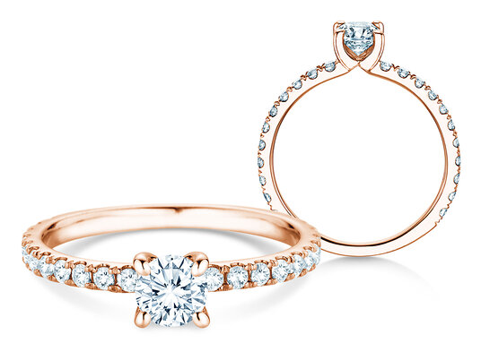 Verlobungsring Classic 4 Pavé in 18K Roségold mit Labordiamanten 0,87ct E/VS