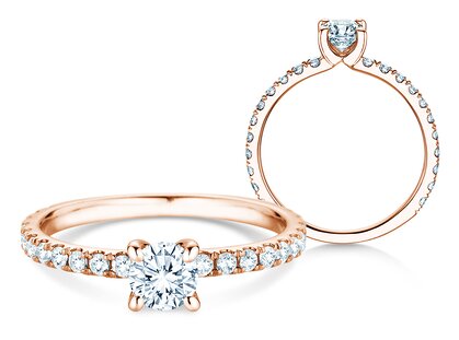 Verlobungsring Classic 4 Pavé in 9K Roségold mit Labordiamanten 0,87ct E/VS