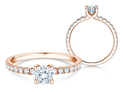 Verlobungsring Classic 4 Pavé in 18K Roségold mit Labordiamanten 0,87ct E/VS