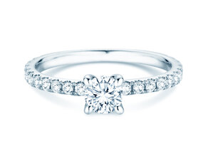 Verlobungsring Classic 4 Pavé in 14K Weißgold mit Labordiamanten 0,87ct E/VS