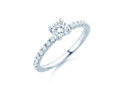 Verlobungsring Classic 4 Pavé in 14K Weißgold mit Labordiamanten 0,87ct E/VS