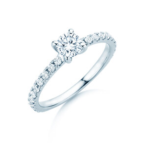 Verlobungsring Classic 4 Pavé in 14K Weißgold mit Labordiamanten 0,87ct E/VS