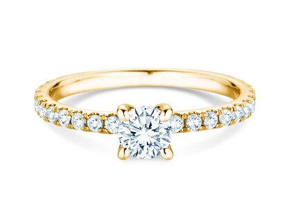 Verlobungsring Classic 4 Pavé in 18K Gelbgold mit Labordiamanten 0,87ct E/VS