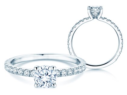 Verlobungsring Classic 4 Pavé in Platin