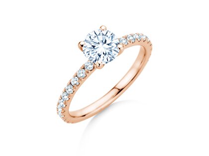 Verlobungsring Classic 4 Pavé in 18K Roségold mit Labordiamanten 1,44ct E/VS