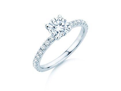 Verlobungsring Classic 4 Pavé in 14K Weißgold mit Labordiamanten 1,44ct E/VS