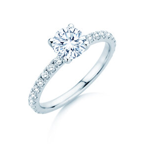 Verlobungsring Classic 4 Pavé in 14K Weißgold mit Labordiamanten 1,44ct E/VS