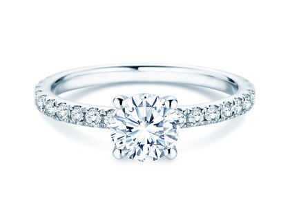 Verlobungsring Classic 4 Pavé in 14K Weißgold mit Labordiamanten 1,44ct E/VS