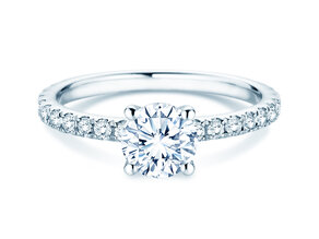 Verlobungsring Classic 4 Pavé in 14K Weißgold mit Labordiamanten 1,44ct E/VS