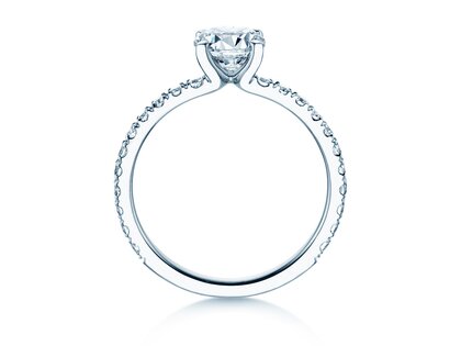 Verlobungsring Classic 4 Pavé in 14K Weißgold mit Labordiamanten 1,44ct E/VS