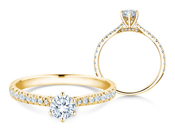 Verlobungsring Classic 6 Hidden Halo Pavé in 9K Weißgold mit Diamanten 0,89ct G/SI
