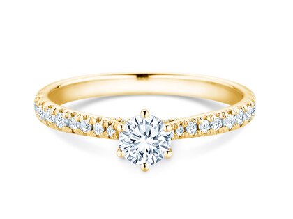 Verlobungsring Classic 6 Hidden Halo Pavé in 14K Gelbgold mit Diamanten 0,55ct G/SI