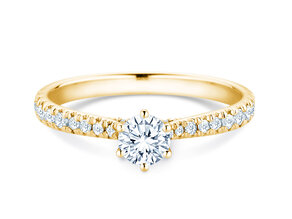 Verlobungsring Classic 6 Hidden Halo Pavé in 14K Gelbgold mit Diamanten 0,55ct G/SI