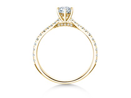 Verlobungsring Classic 6 Hidden Halo Pavé in 14K Gelbgold mit Diamanten 0,55ct G/SI