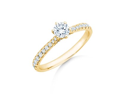 Verlobungsring Classic 6 Hidden Halo Pavé in 14K Gelbgold mit Diamanten 0,55ct G/SI