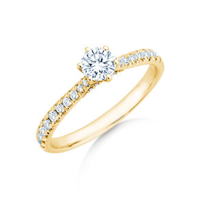 Verlobungsring Classic 6 Hidden Halo Pavé in 14K Gelbgold mit Diamanten 0,55ct G/SI
