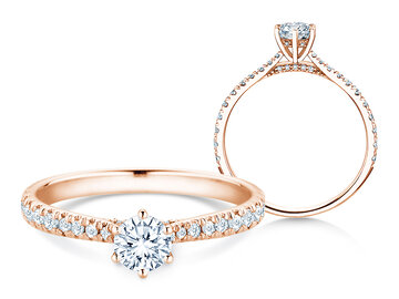 Verlobungsring Classic 6 Hidden Halo Pavé in 9K Weißgold mit Diamanten 0,89ct G/SI