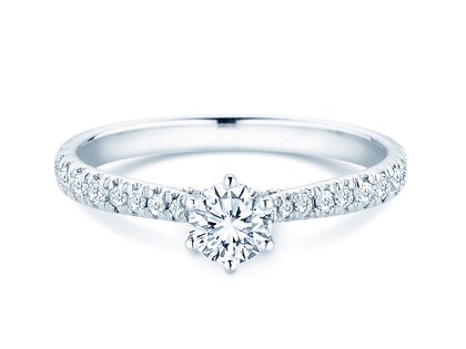 Verlobungsring Classic 6 Hidden Halo Pavé in Platin