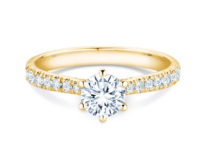 Verlobungsring Classic 6 Hidden Halo Pavé in 9K Gelbgold mit Diamanten 1,52ct G/SI